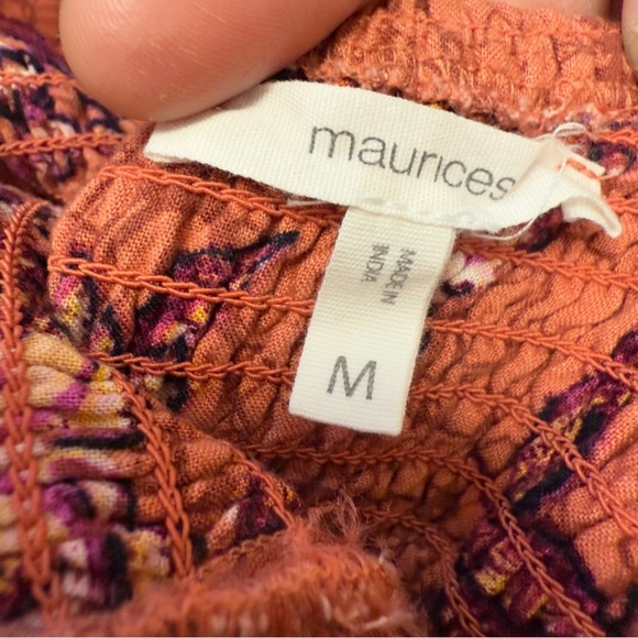 Maurices Terracotta Cami Strap Smocked Floral Hanky Ruffled Hem Tiered Sundress - Picture 10 of 11